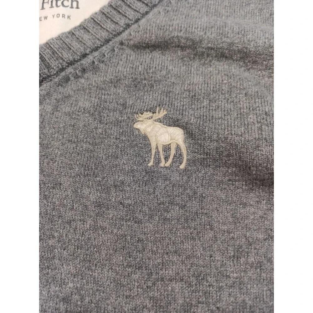 Abercrombie & Fitch A&F Wool Blend Knit Ribbed Sweater Medium Dark Gray Muscle